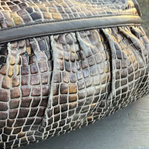 Fendi  Croc Embossed Canvas Bronze Handbag EUC