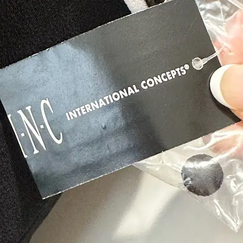 INC Contrast Piping Halter Jumpsuit Black White Stripe Straight Leg Large Chic