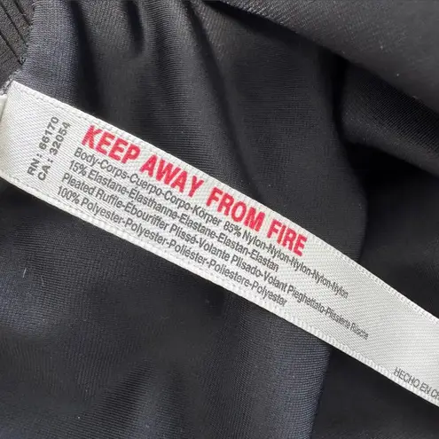 Anthropologie  Black One Shoulder Ruffled Thong Bodysuit Size X-Small