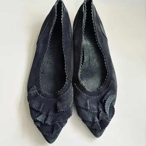 Pedro Garcia Albany Slip On Suede Leather Pointed Toe Ballet Flats Grey Sz 38/8 Brown