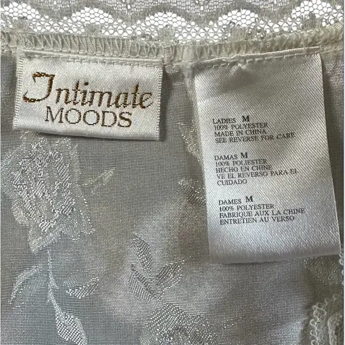 Intimate Moods Vintage Damask Satin Button Robe/Nightgown. Ivory