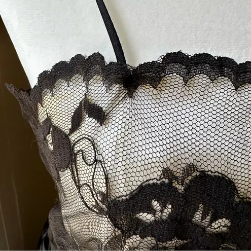 80s 90s Vintage Tea Length Black Lace Spaghetti Strap Dress Junior Prom Cosplay Size undefined