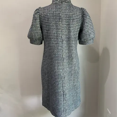 Loft  Black and Blue Boucle Tweed Short Sleeve Shift Dress Size M