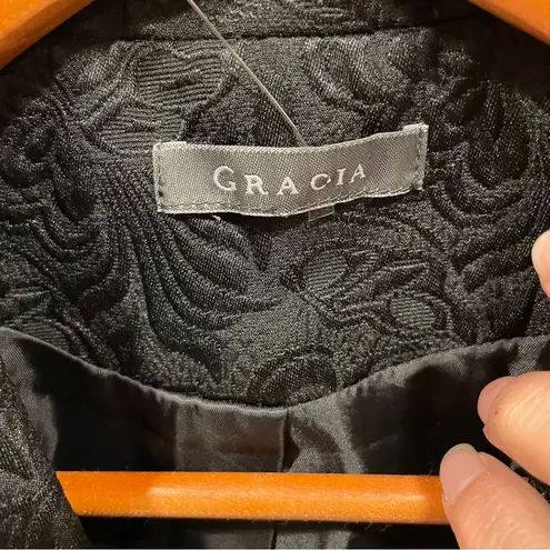 Gracia Beautiful black jacquard tailored cap sleeve vest old money whimsigoth