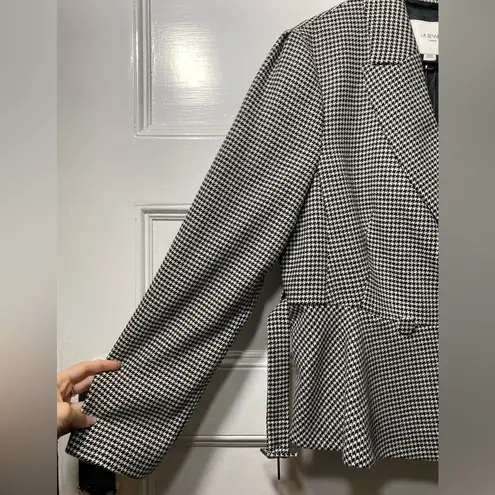 LK Bennett NEW Nina Houndstooth Peplum Belted Blazer Jacket Black/White Sz 12 Black