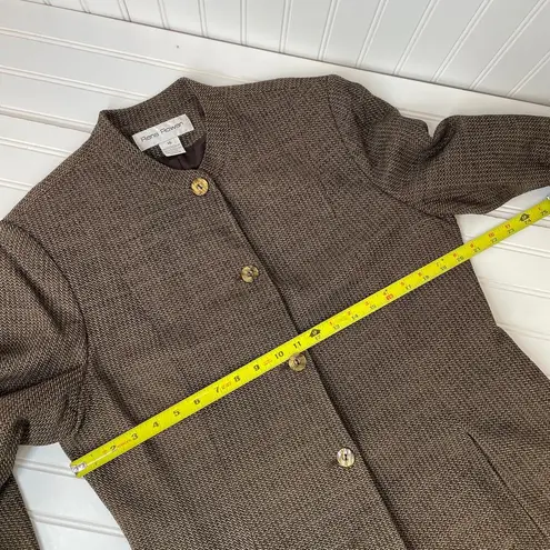 Rena Rowan Womens Brown Wool Jacket Mock Neck Button Plus Size 16