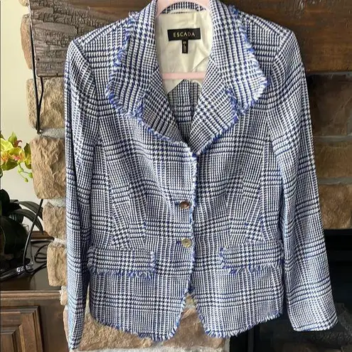 Escada Tweed Blazer Blue Size 10