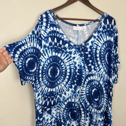 Belle Kim Gravel Maxi Dress Women 2X Blue Tie Dye T