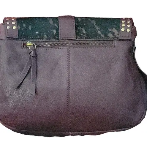 NWT Sharif Pony Hair Leather Saddle Bag Brown