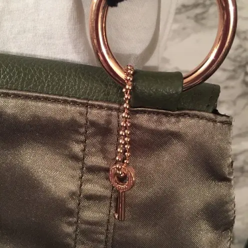 RARE! Bolzano Cow Hide Leather Satin Key Lock Bag Green