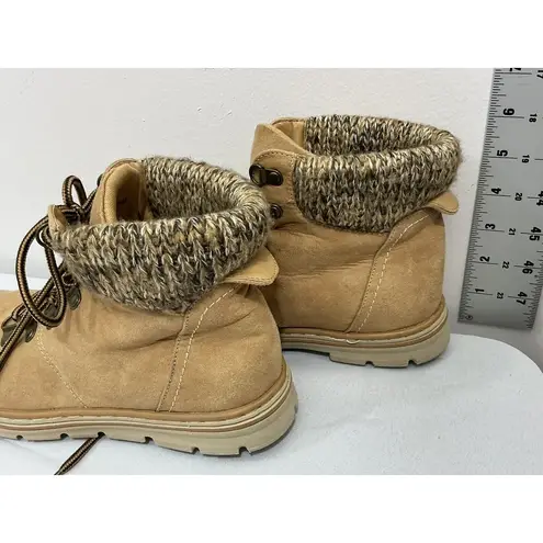 Mountain Sole Womans Kiana 7 M Tan Work Hike Lace Up Ankle Boots