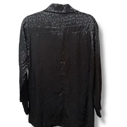 Button Down Shirt XS Black jacquard Leopard Print