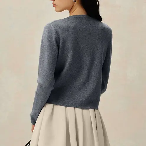 Commense Gray Crew Neck Single Button Front Knit Cardigan S NWT