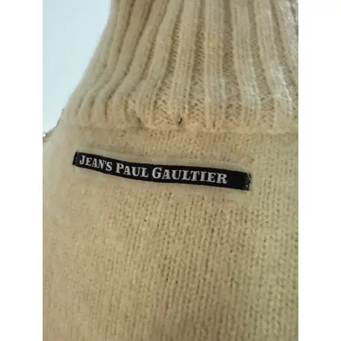 Vintage Jean Paul Gaultier Wool Zip Up Turtleneck Sweater Cream Size L Size L