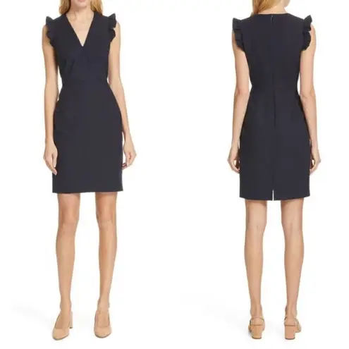 Tailored By Rebecca Taylor Stretch Modern V Neck Size 12 Blue