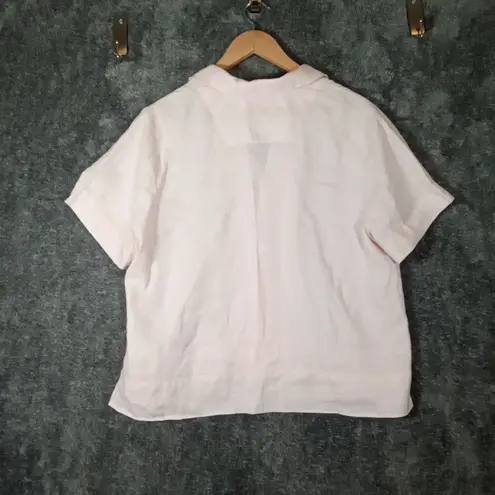 Quince European Linen Short Sleeve Shirt Pale Pink Vacation Resort Size Medium