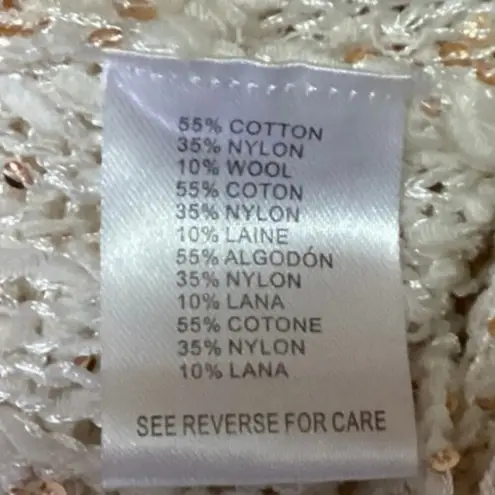 Miracle City White Wool Blend Knitted Sequin Long Sleeve Pullover Top Size S/M - Image 5