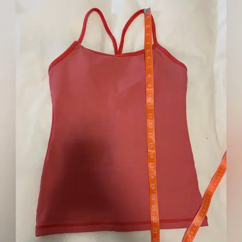 Lululemon  Power Y Tank in Coral Pink Stripe with built in bra - Size 6