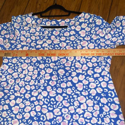 kim rogers blue pink patterned blouse tee shirt 100% cotton woman’s XL