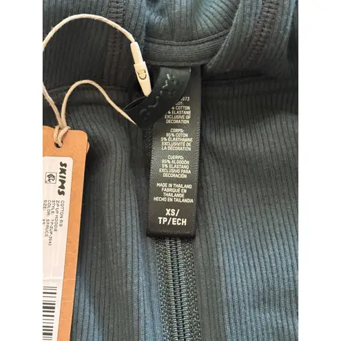 SKIMS Cotton Rib Zip Up Hoodie Spruce Size XS