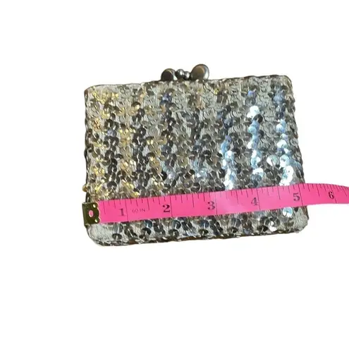 50s Vintage Silver Sequin Square Micro Purse
