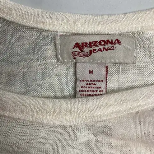 Arizona Jeans ARIZONA JEAN Co Women’s Crochet Top Ivory Cream Long Sleeves Size Medium