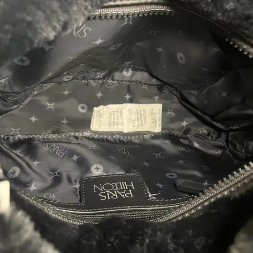 Paris Hilton Faux Fur Shoulder Bag • Black Plush Tote Purse NWT