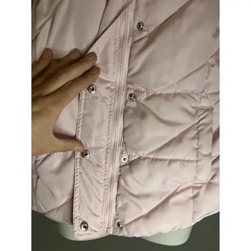 Oodji Super Active Puffer Vest Womens Small Pink Quilted Zip Snap High Collar