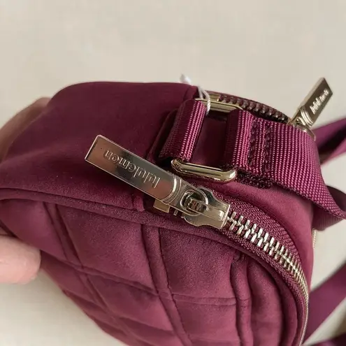 Lululemon Camera Crossbody Bag 2L Quilted Velour- Wine Berry/Gold