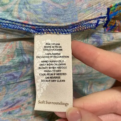 Soft Surroundings Cay Villa Cardigan colorful marble embroidered kimono size 2/4