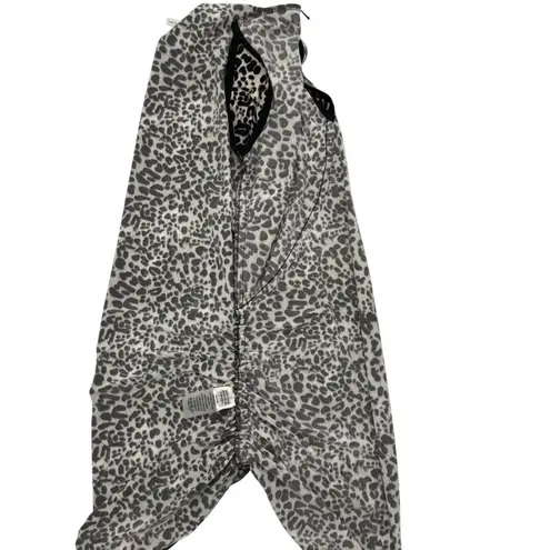 Vicente Camuto Size XS Womens Leopard Print Ruched Sleeveless Stretchy Fabric Black