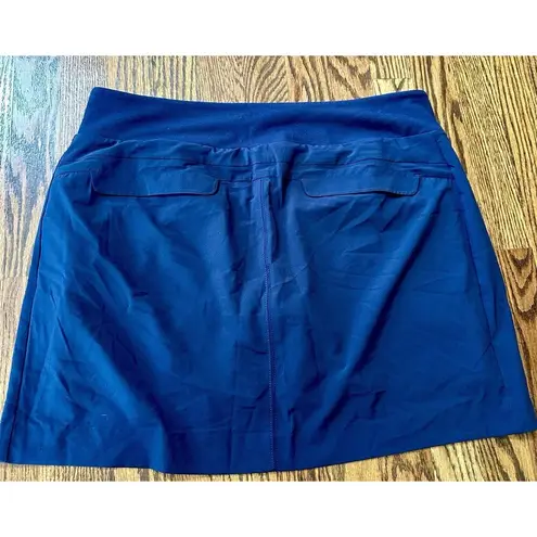 Athleta Women's  Soho Skort Blue Zip Pockets Jupe Short Skort Size 14 Golf EUC