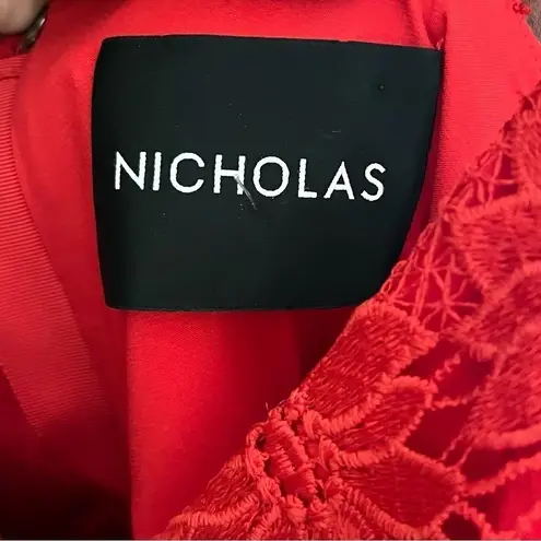 Nicholas Floral Lace Rouleau Ball Dress in Hibiscus Red Size 6