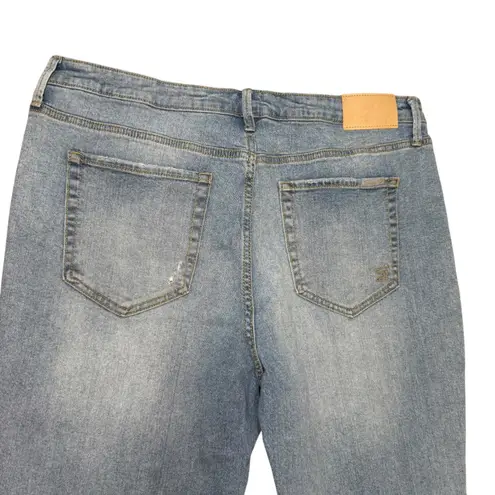 Seven7 Women's Slim Flare Leg Distressed Denim Jeans Light Wash Size 16