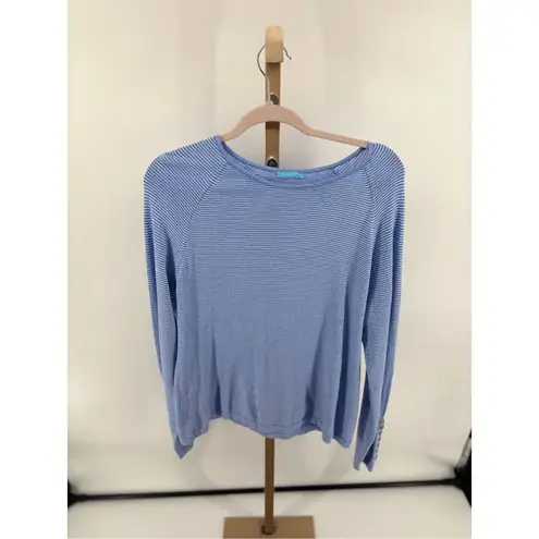 J. McLaughlin Jamey Sweater Light Chambray Blue Stripe Size XL