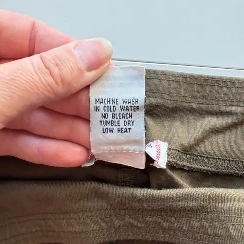 Wearables Olive Green Cotton Blend Ruched Detail Leggings Crop Pants Size L