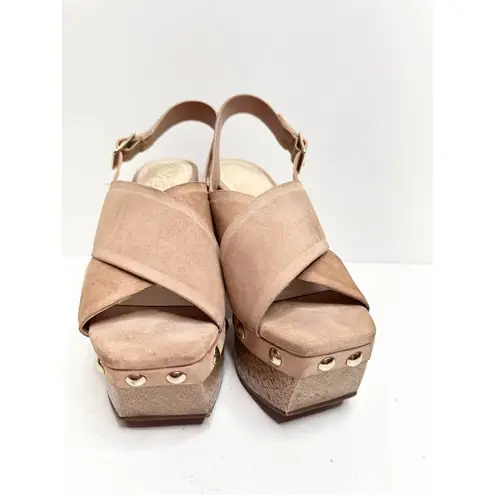 Vince Camuto  Sandals Womens Size 6.5 Tan Slingback Platform Open Toe Heels