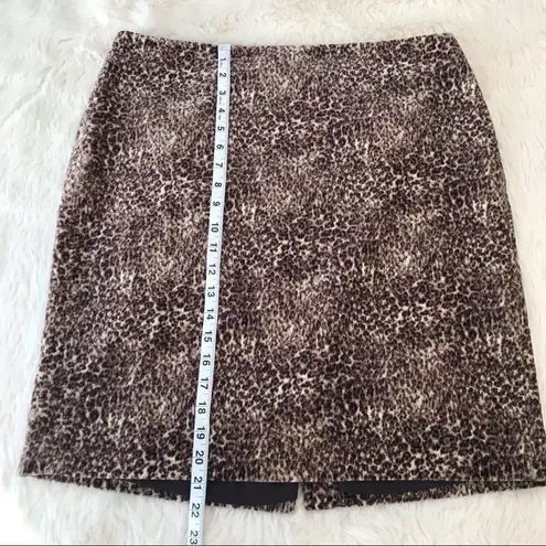 Talbots Velvet Leopard Print Pencil Skirt Cheetah Brown Tan Petite Plus Size 14