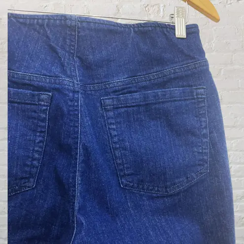 INC Stretch Wide-Leg Crop Jeans Size 12 Blue High Waisted Casual Comfy Pull On