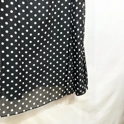 Maggie Barnes Plus Size 24W Dress Midi Black Polka Dot Sleeveless Shift 1414