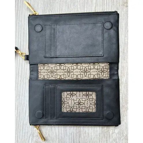 LODIS | Women's Genuine Leather Cash Coin Card Holder Wallet Purse Clutch Black