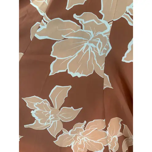 Hutch V Neck Sleeveless Full Wrap Dress Taupe Florals Size Medium Petite