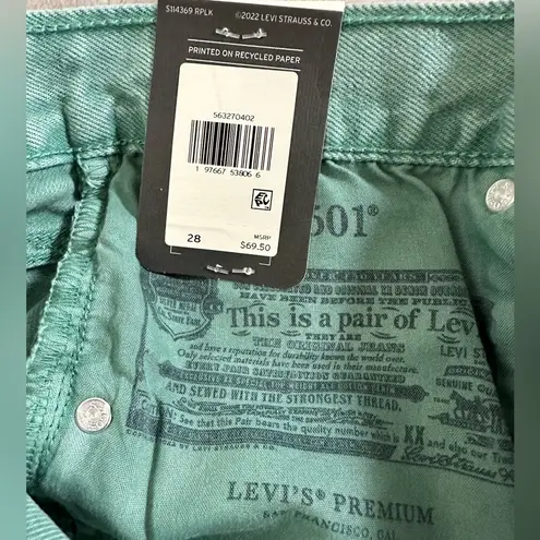 Levi's Levi’s 501 High Rise Dusty Beryl Green Raw Hem Denim Shorts -Y2K Vibes Size 28 thumbnail 8