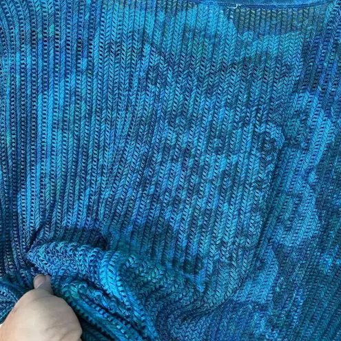 JM Collection Blue Flower Top With Sequins Size Large