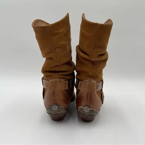 Circle S “Triger” Leather Boots Women’s Sz 7 Vintage Brown Slouchy Western