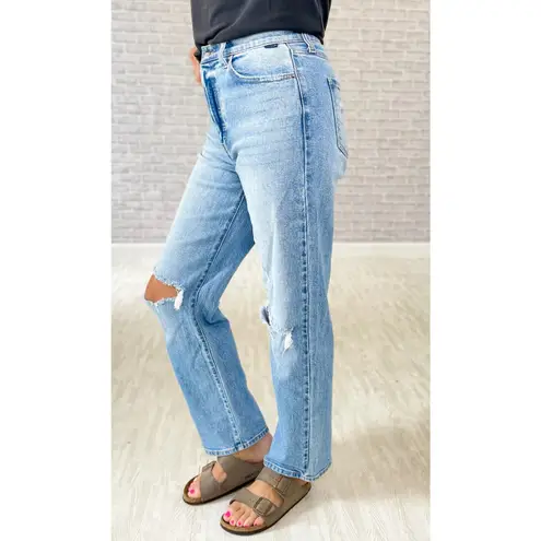 Cello  Stretch Super High Rise Destroyed Dad‎ Jeans Button Fly Medium Wash Size 7