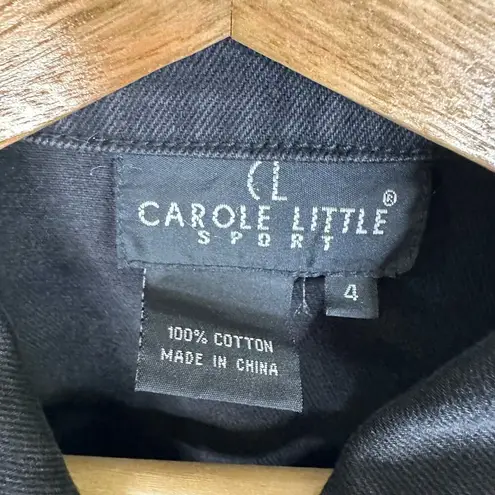 carole little Sport Women 4 Embroidered Beaded Oversized Denim Jacket Boho Artsy