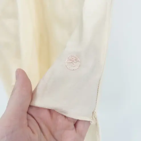 Silk Mirage Vintage Fairycore Silk Teddy Lingerie Bodysuit Embroidery Floral Tan Size XS