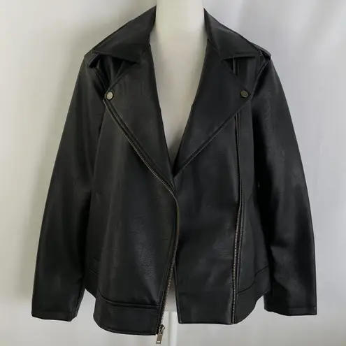 Universal Threads New Universal Thread Faux Leather Quilted Back Moto Jacket Black Size Medium