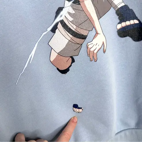 Bershka Vintage Naruto Sasuke 2002 Masashi Kishimoto Hoodie Light Blue Size XS